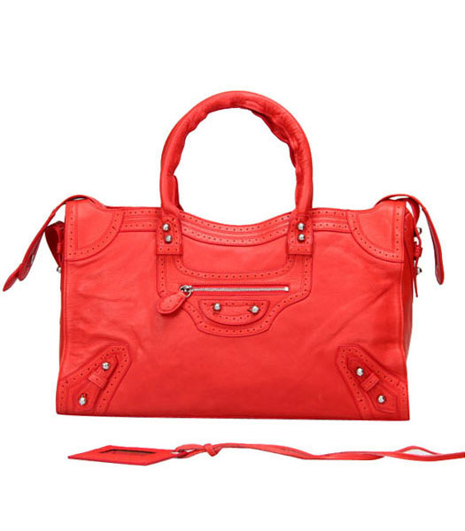 Balenciaga Giant City Bag in cuoio rosso